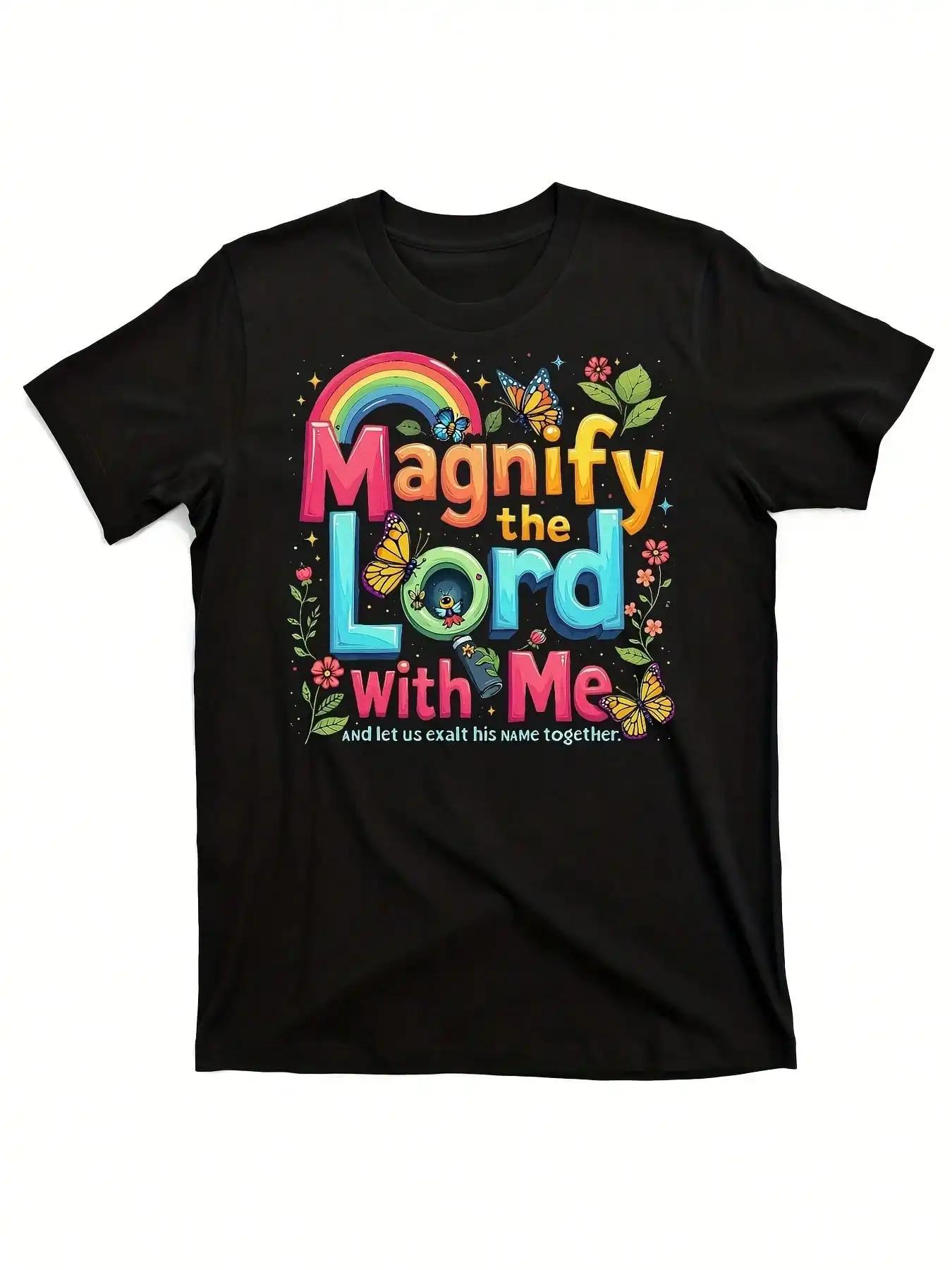 

Summer Camp Magnify The Lord Christian Vbs 2025 Gift 100 Cotton Crew Neck Tee With Geometric Pattern Short Sleeves Regular Fi 4XL