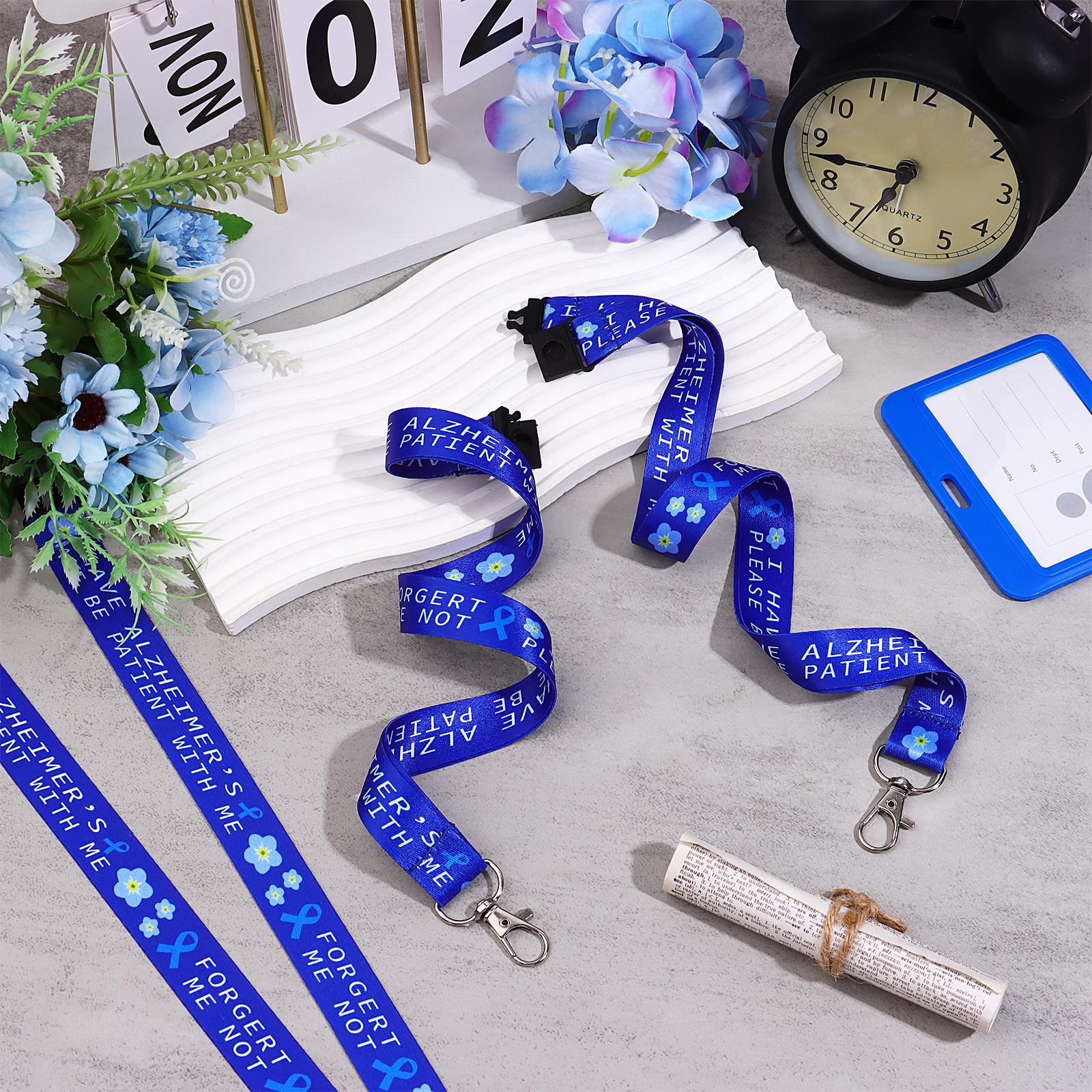 

Ruiyele 12 Pack Alzheimer S Awareness Lanyard Dementia Forget Me Not Lanyard I Have Alzheimers Please Be Patient With Me Forget