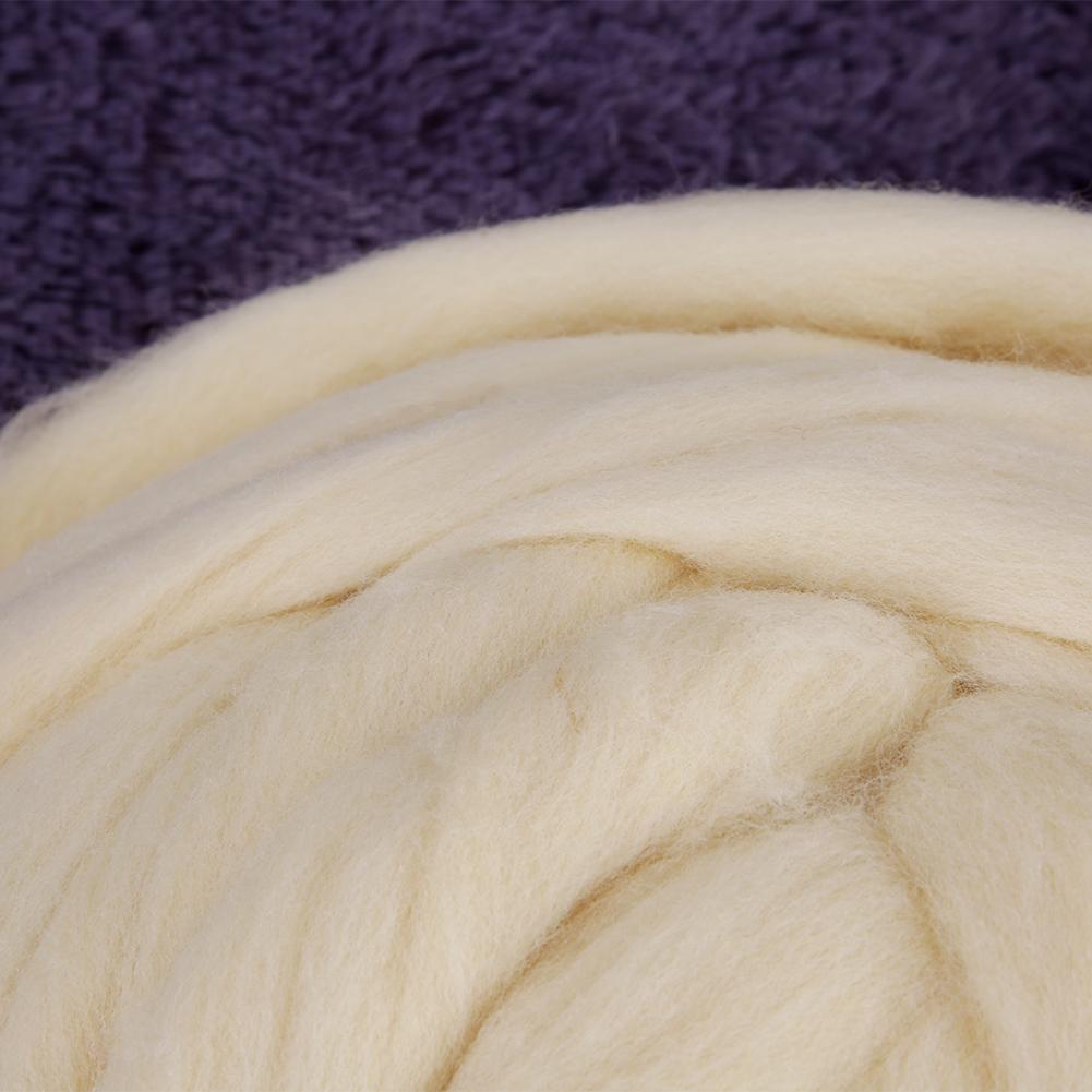 1kg Natural Environmental Pure White Warm Wool Roving Fiber (60S)