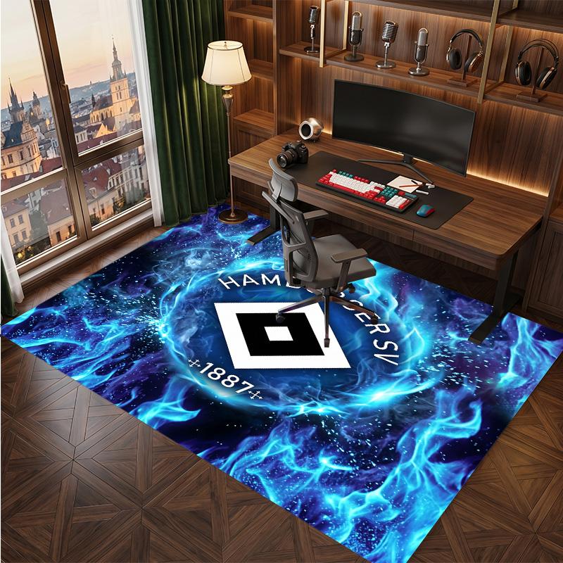 Tappeto in Velluto di Cristallo con Stampa Calcio Hamburger SV, Comodo Assorbente d'Acqua Antiscivolo Tappeto per Pavimenti Interni