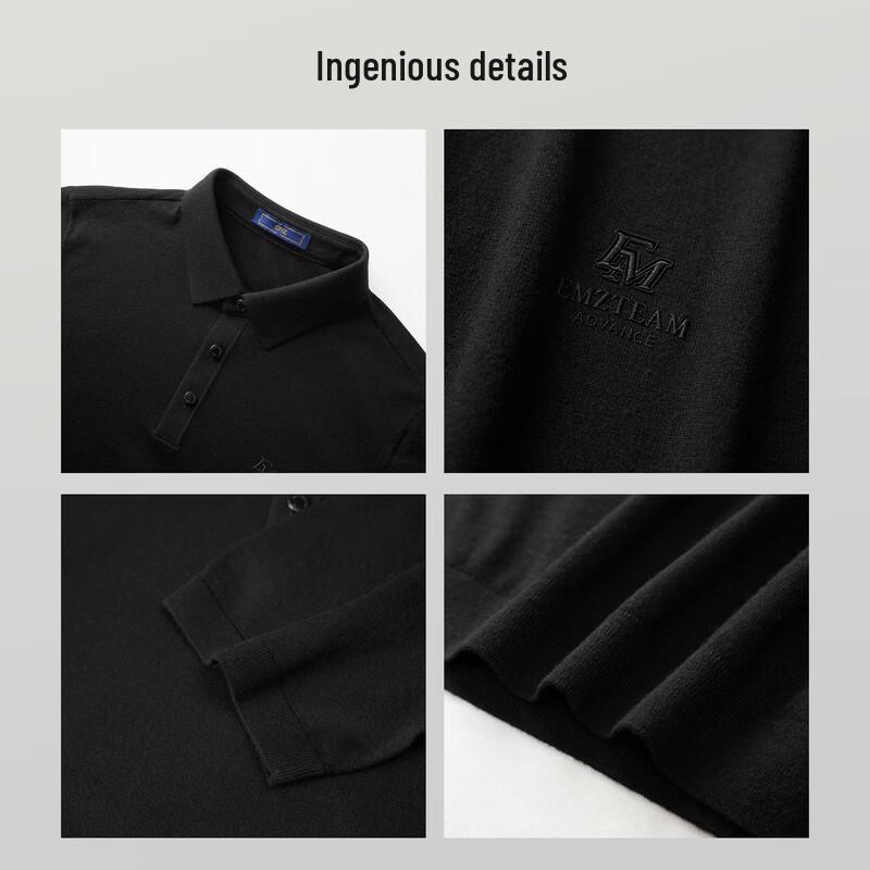 EMZ Wool Blend Short-Sleeved Polo Sweater