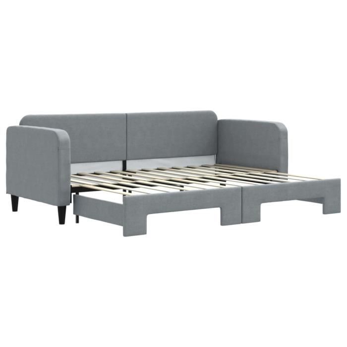 VidaXL Lit de jour avec lit gigogne gris clair 80x200 cm tissu 3196811