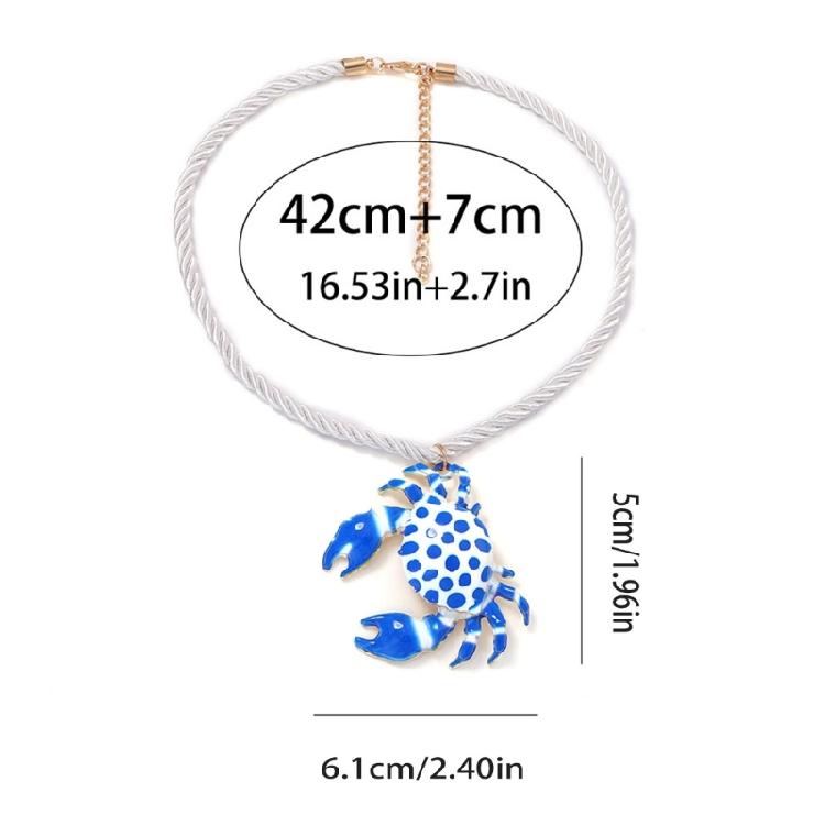 Stylish Crab Shaped Pendant Necklace Versatile Colors Trendy Jewellery Casual Beach Neckwear For Girls