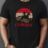 Retro Cowboy Silhouette T-Shirt,Soft Breathable & Fade-Resistant, Classic Fit for Daily Casual Wear