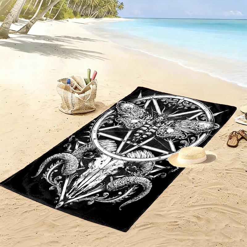 Totenkopf Satan Print Strandtuch, Großes Weiches Schnelltrocknendes Handtuch für Strand Camping Schwimmen