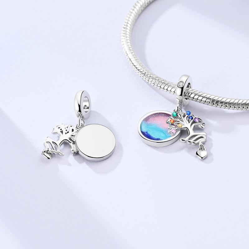 Original Charms Copper Colorful Life Tree Heart Pendants Fit Charms Plata Bracelets For Women Women Jewelry Making Diy