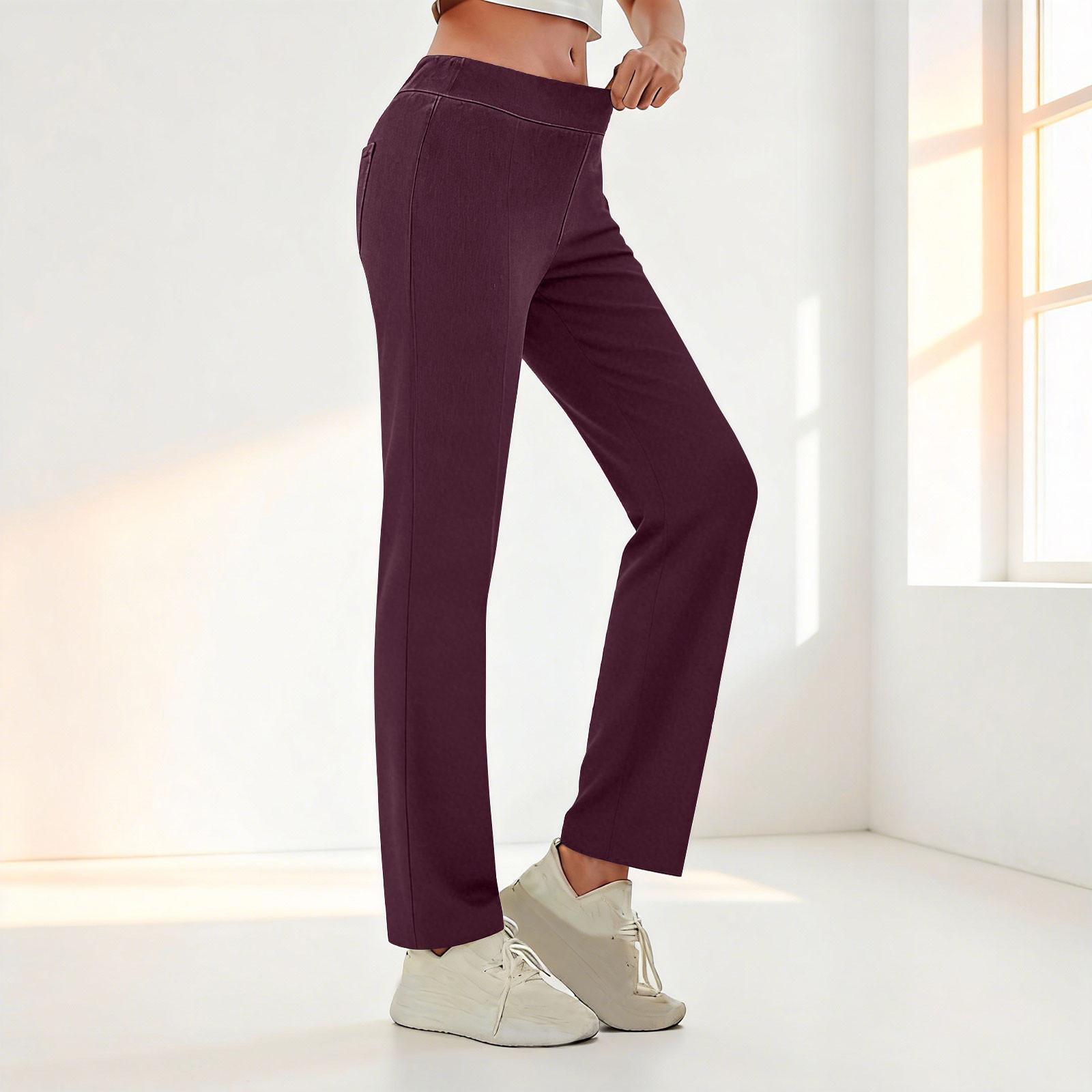 

Women’s Straight Leg Yoga Pants with Elastic Waistband Comfortable Stretch Fabric for Everyday Wear and Exercise XL фіолетовий