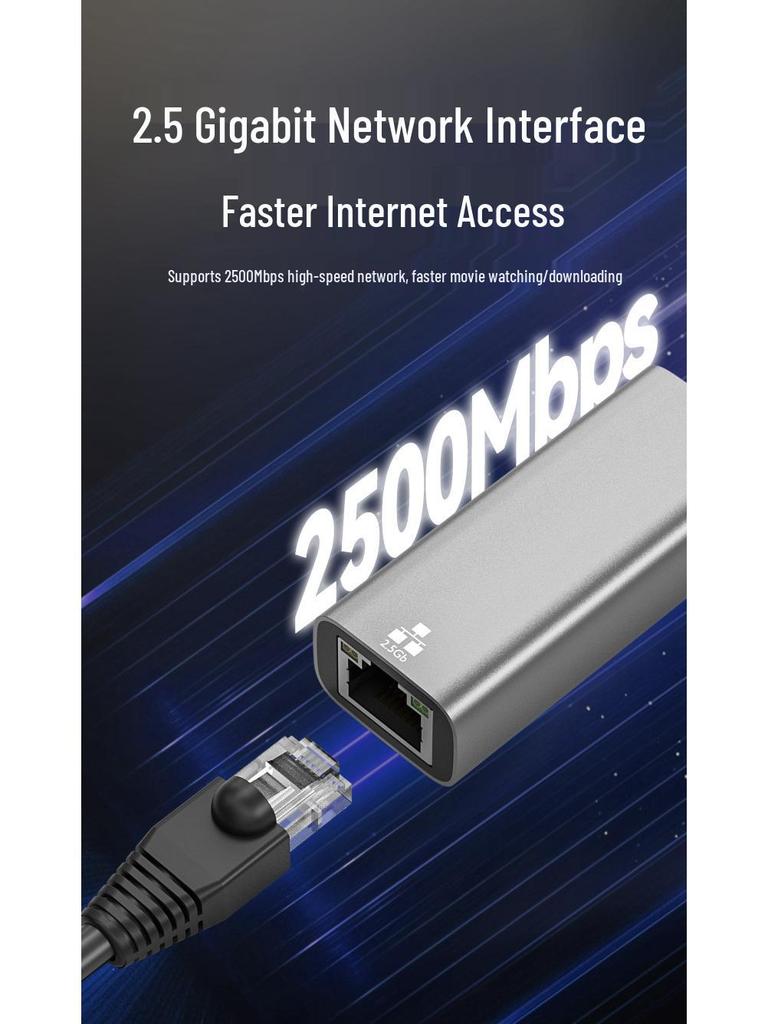 USB/Type-C Çift Başlıklı 2'si 1 Arada 2.5G Gigabit RJ45 Adaptörü - Sürücüsüz Ağ Dönüştürücü