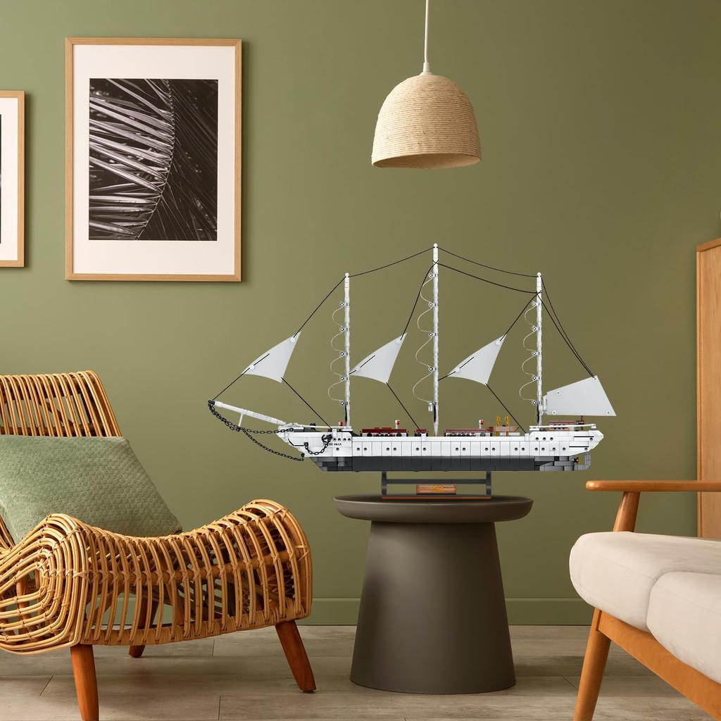 JMBricklayer Ship Building Block Ship Building White Swan Model Sailing Ship Toy Adult Pirate Ship Model Building Home Birthday Christmas Gift for
