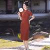 Red national style new Chinese style daily medium and long cheongsam improved young 1011 new women's high-end sense small man