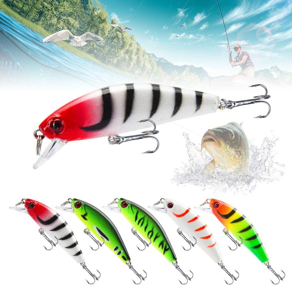 

5pcs/Box Hot Striped bass Multicolor Crankbaits Tackle Minnow Lures Fish Hooks sinking Minnow Baits