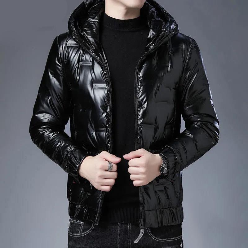 

Мужское роскошное глянцевое водонепроницаемое теплое пуховое хлопковое пальто Женская модная короткая парка с капюшоном Мужская глянцевая куртка с капюшоном 5XL чёрный
