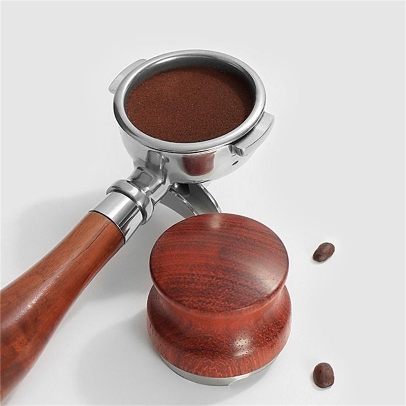 51mm/58mm Coffee Tamper Tool Coffee Powder Hammer Espresso Tamper Wood and Metal Material for Coffee Lover