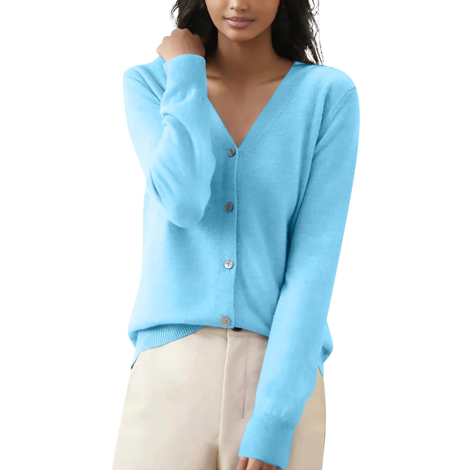 

Жіноча повсякденна модна зручна куртка-кардиган з V-подібним вирізом і довгими рукавами XL