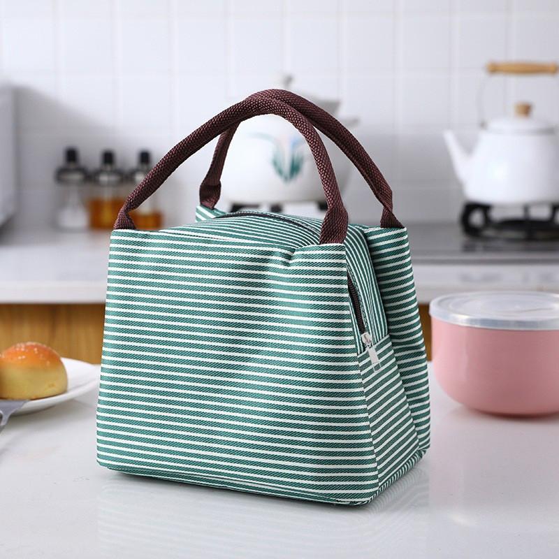 Factory Direct Sales Striped Design Insulated Lunch Bag Thermal Bag Cube Shape