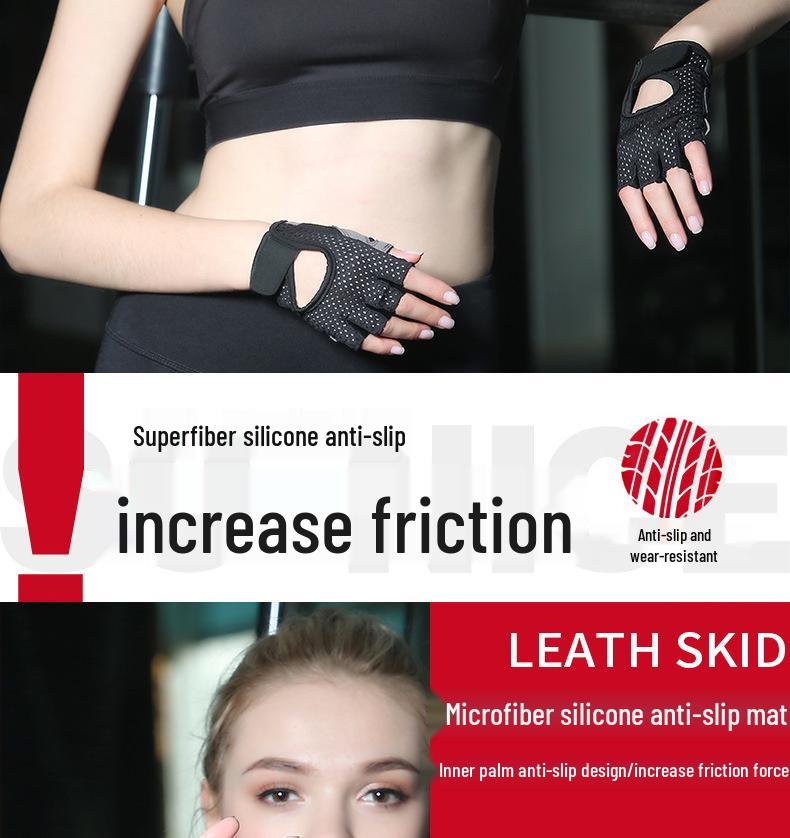 Women's Breathable Anti-Slip Half-Finger Fitness Gloves for Gym, Yoga, Cycling with Butterfly Mesh Design