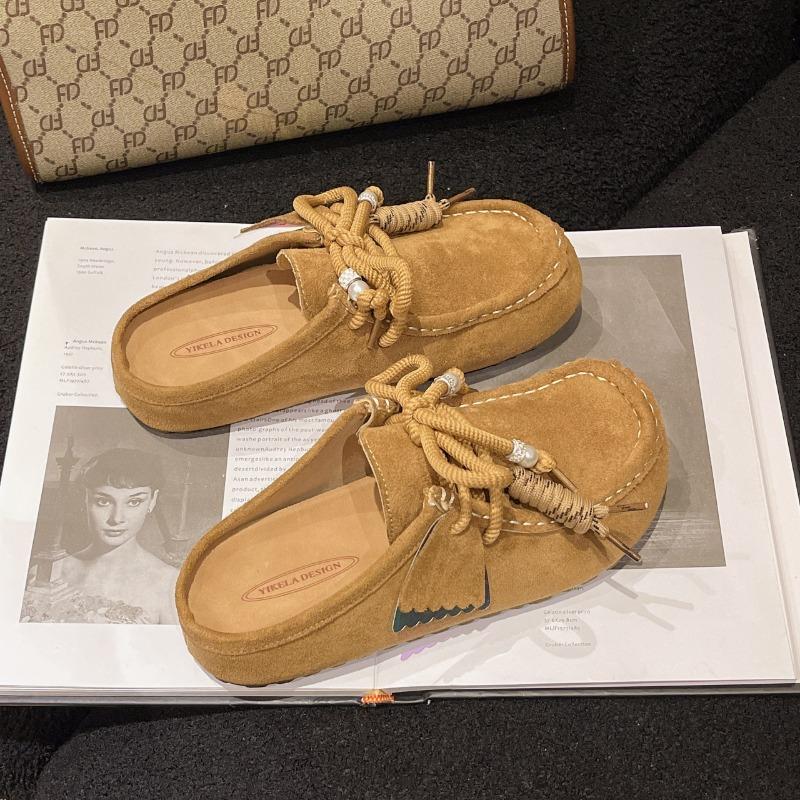 Baotou Half Slippers Women's Summer Wear Fashion Spring and Autumn Women's Shoes Versatile Soft Sole Half Tray