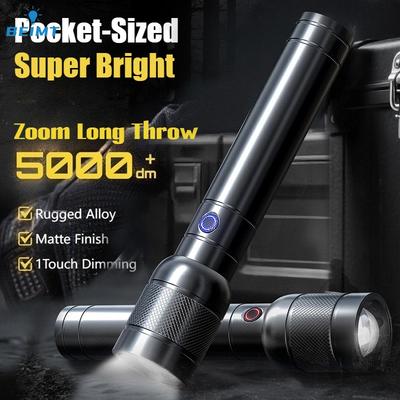 5000LM Ultrahelle Taschenlampe mit Hartlegierungs-Matttextur, Ein-Klick-Dimmen, Tragbar, Geeignet für Patrouille, Nachtreisen, Camping