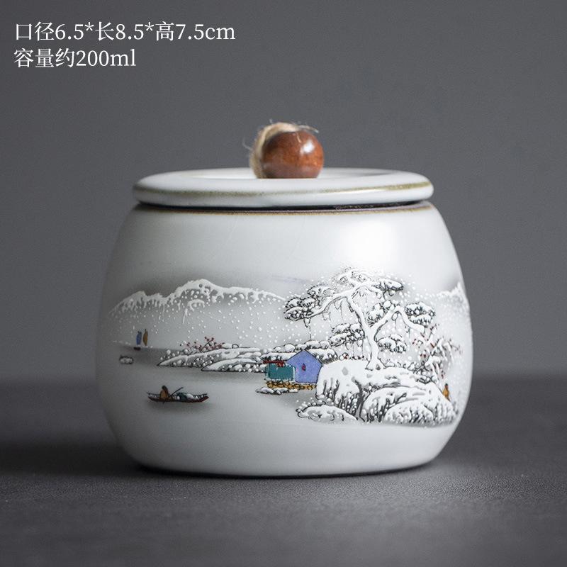 Ceramic Ru Kiln Tea Sealed Moisture-proof Jar Household Tea Storage Jar Retro Kung Fu Set Tea Storage Warehouse