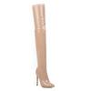 Stivali alti fino alla coscia sexy da donna, alla moda, neri, sopra il ginocchio, stivali alti, scarpe fetish, in pelle PU, punta affilata, tacco alto, scarpe lunghe, sottili