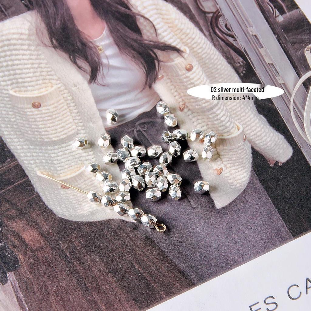 Wszechstronne Srebrne Nierówne Okrągłe Kwadratowe Koraliki Akrylowe do Tworzenia Naszyjników i Bransoletek DIY