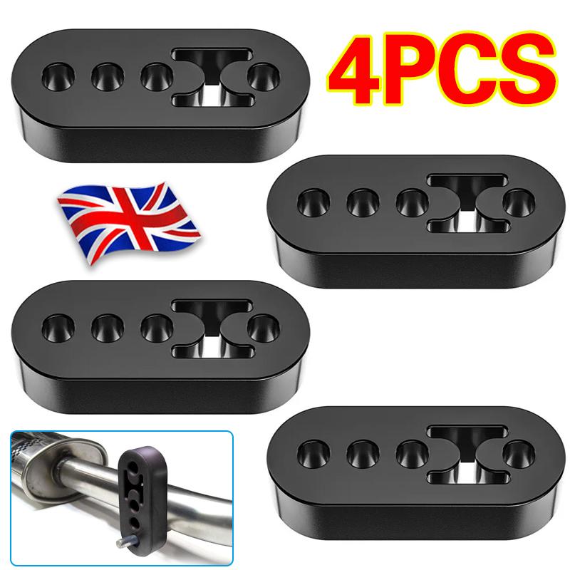 4pcs Universal Black Rubber Exhaust Hanger Mount Brackets Long Heavy Duty Hanger