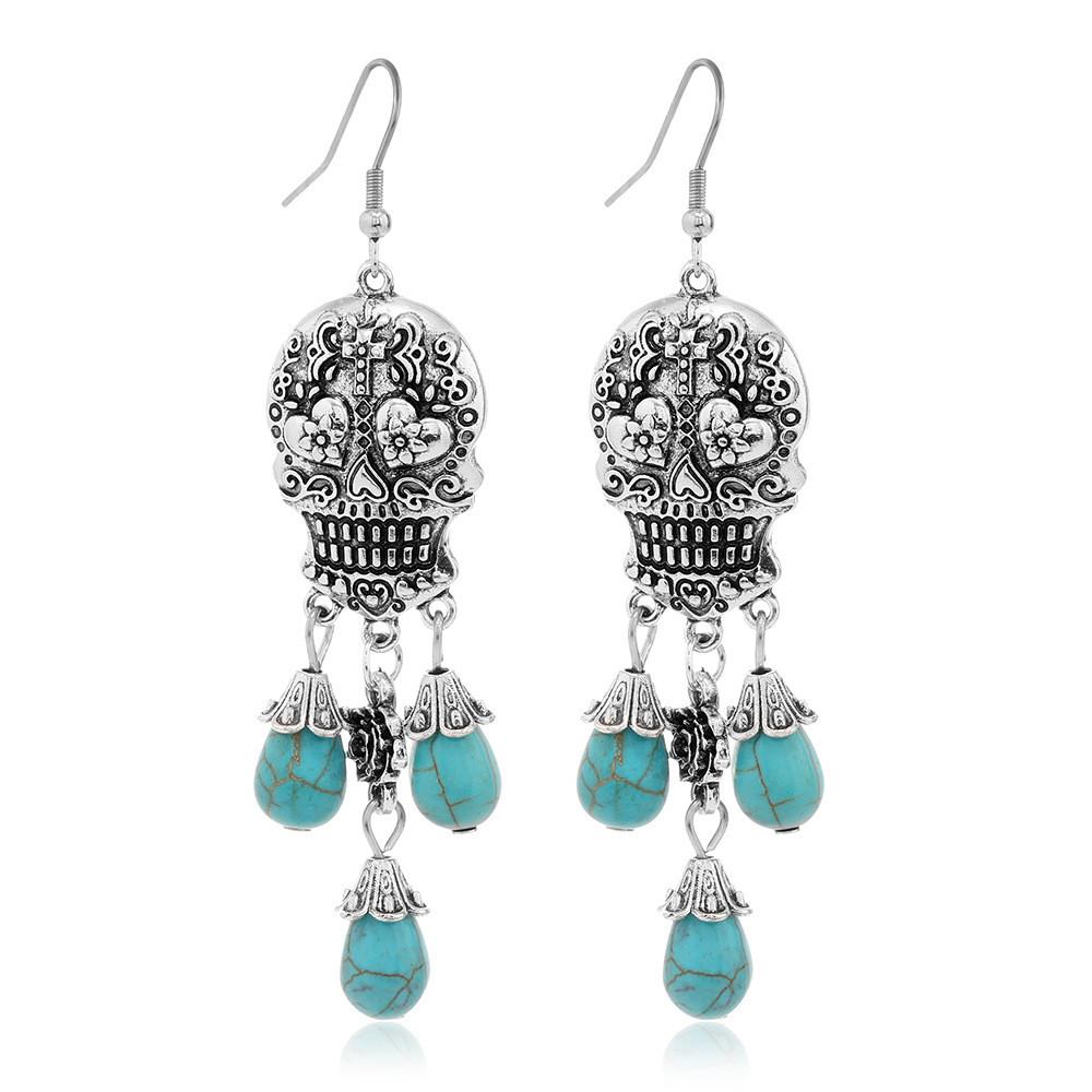 Skeleton Long Retro Earrings With Electroplating For Female Halloween Costume Accessory