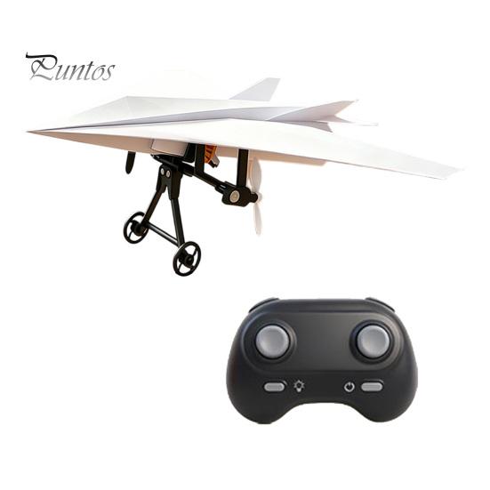 RC Plane with Dual Propellers Remote Control Paper Airplane Kit, DIY Electric Gyro Kit Stabilizer, Propellers, Lightweight Glider Assembly Toy