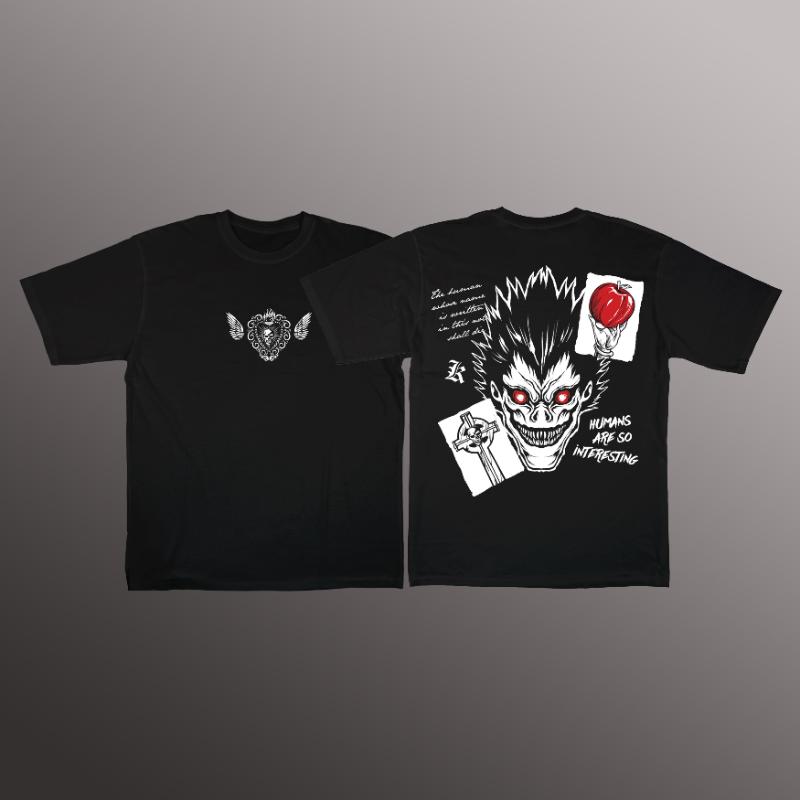 Death Note L Light Ryuk Vintage Anime T‑Shirt Shinigami Skull Horror Print Oversized Unisex Cotton Short Sleeve High Quality Otaku Streetwear Tops