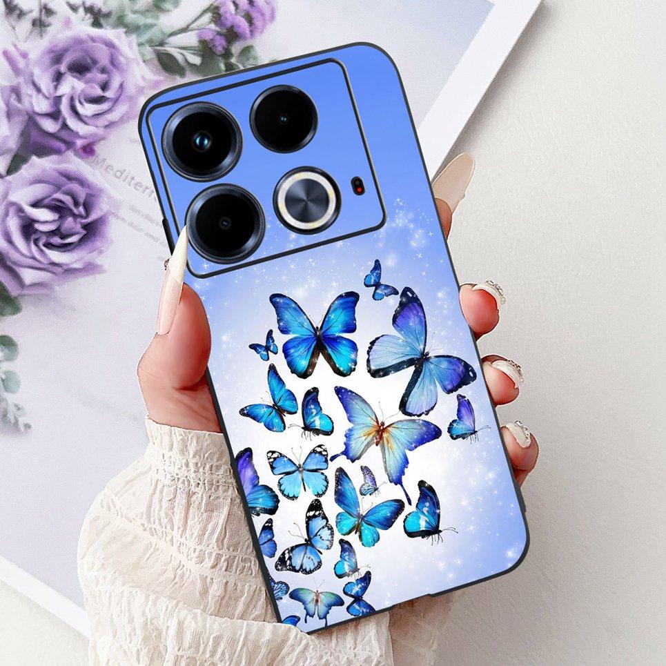For Cover Infinix Note 40 40x 40Pro Plus Note40 Pro+ Phone Case Colorful Flower Butterfly Lxuru Women Fashion Soft Siliocne Etui