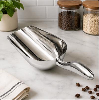 High-Quality Stainless Steel Ice Scoop Food Flour Sugar Scoop Popcorn Coffee Beans Tools Ice Scooper Shovel Aluminum Ice Scoop