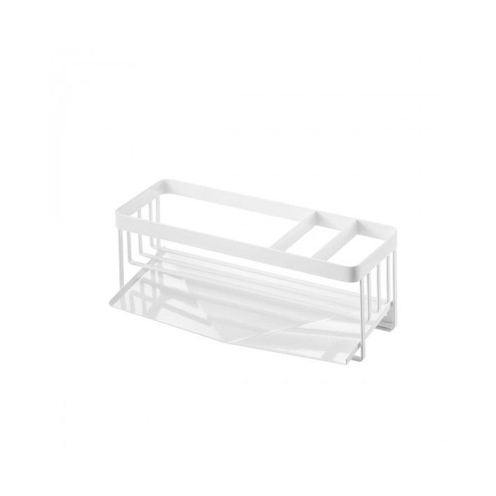 Organisateur d'évier - on range tout ! - métal blanc - 3 compartiments - fond amovible - 25 cm long