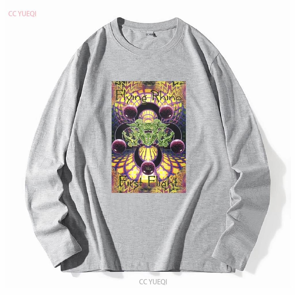 Mens T Shirt Cotton Psychedelic Trance Music Flying Rhino Records First Flight Vintage Washed Stretched Homme Soft Graphic