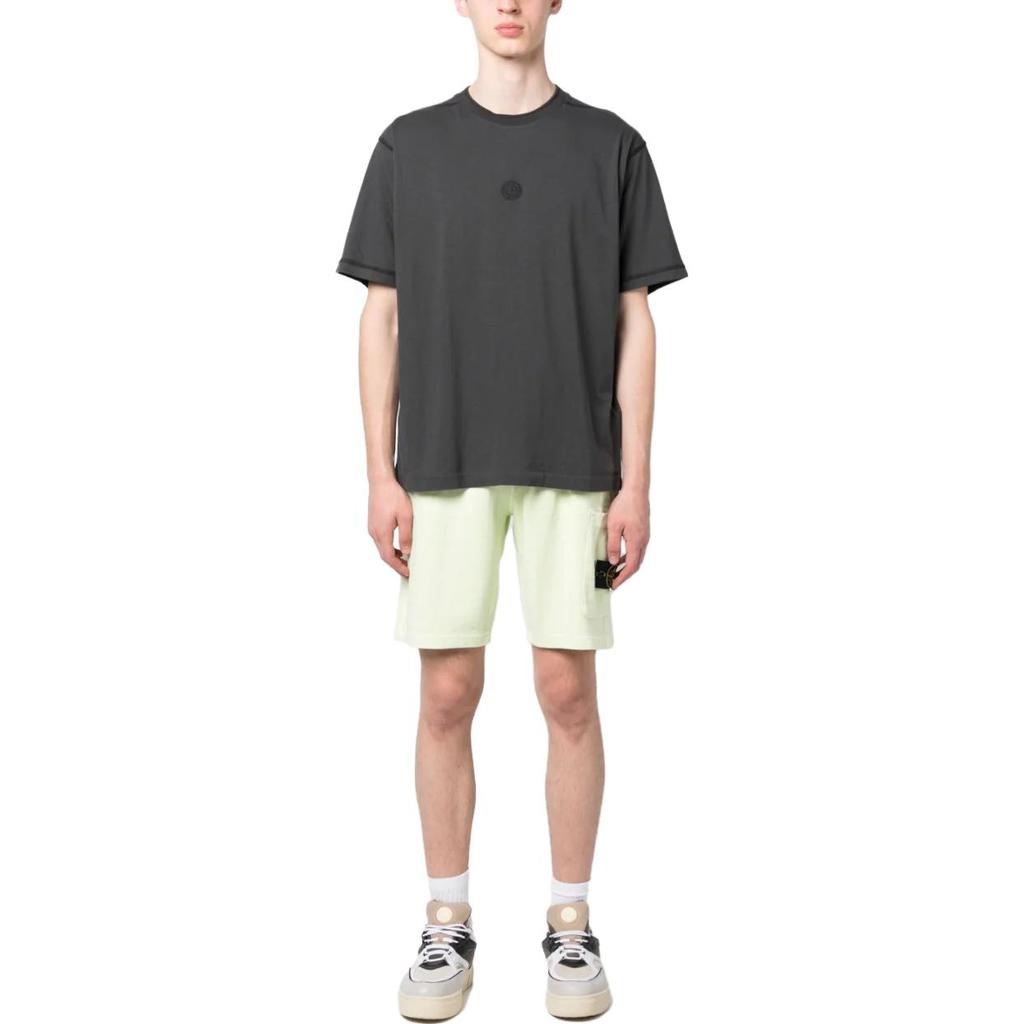 STONE ISLAND T-shirty Męskie Stalowoszare Okrągły Dekolt Umiarkowany Prosty Krój 781520957-V0065