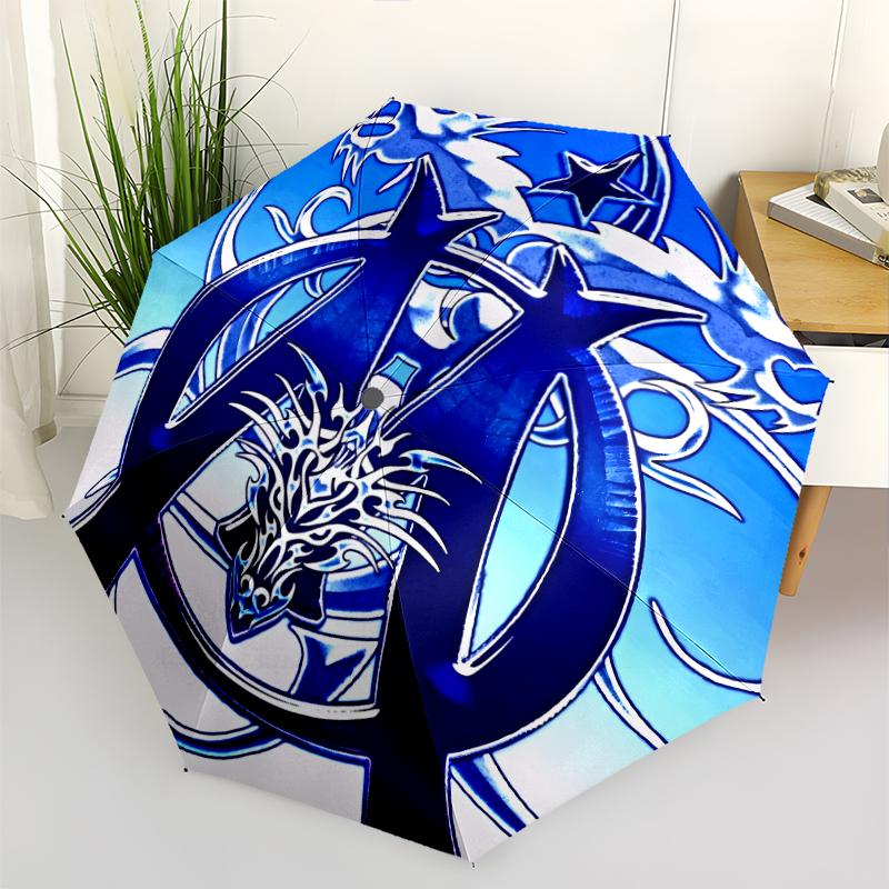 Marseille Print Automatic Umbrella, 8 Rib Iron Frame, Plastic Handle, Suitable for Outdoor Travel &Daily , Ideal Gift