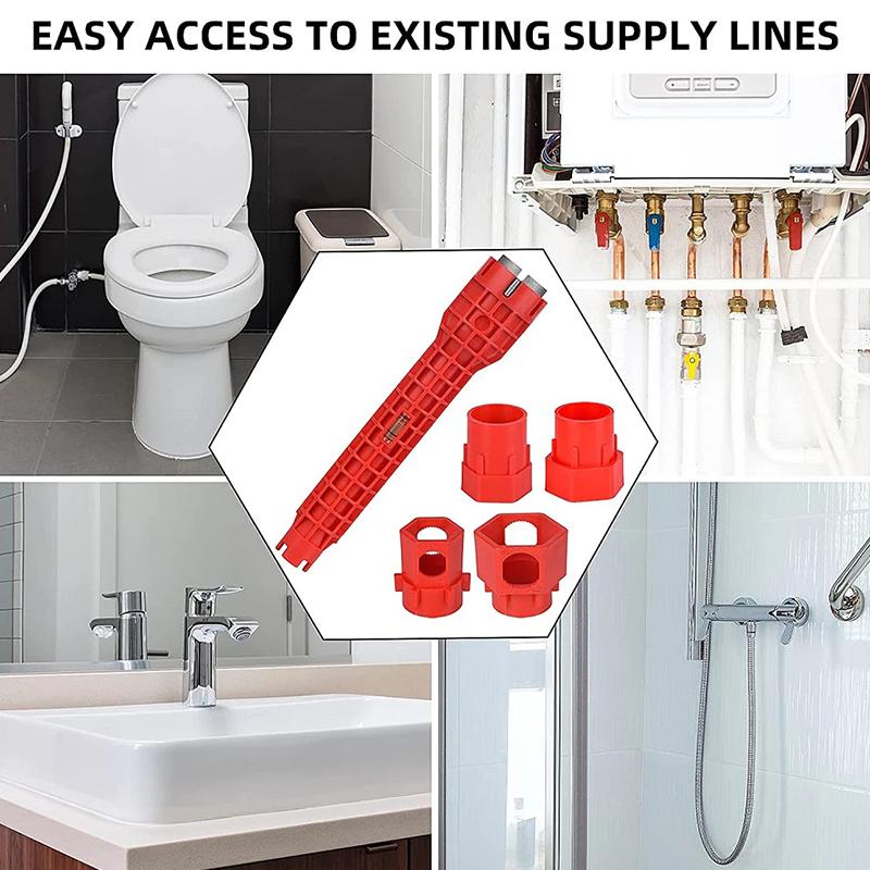 14 in 1 Schraubenschlüssel für Spülenarmatur Sanitärreparaturwerkzeug mit Doppelkopfgriff Montierer Ratschenwerkzeugsatz für Badezimmer-Spülenarmatur