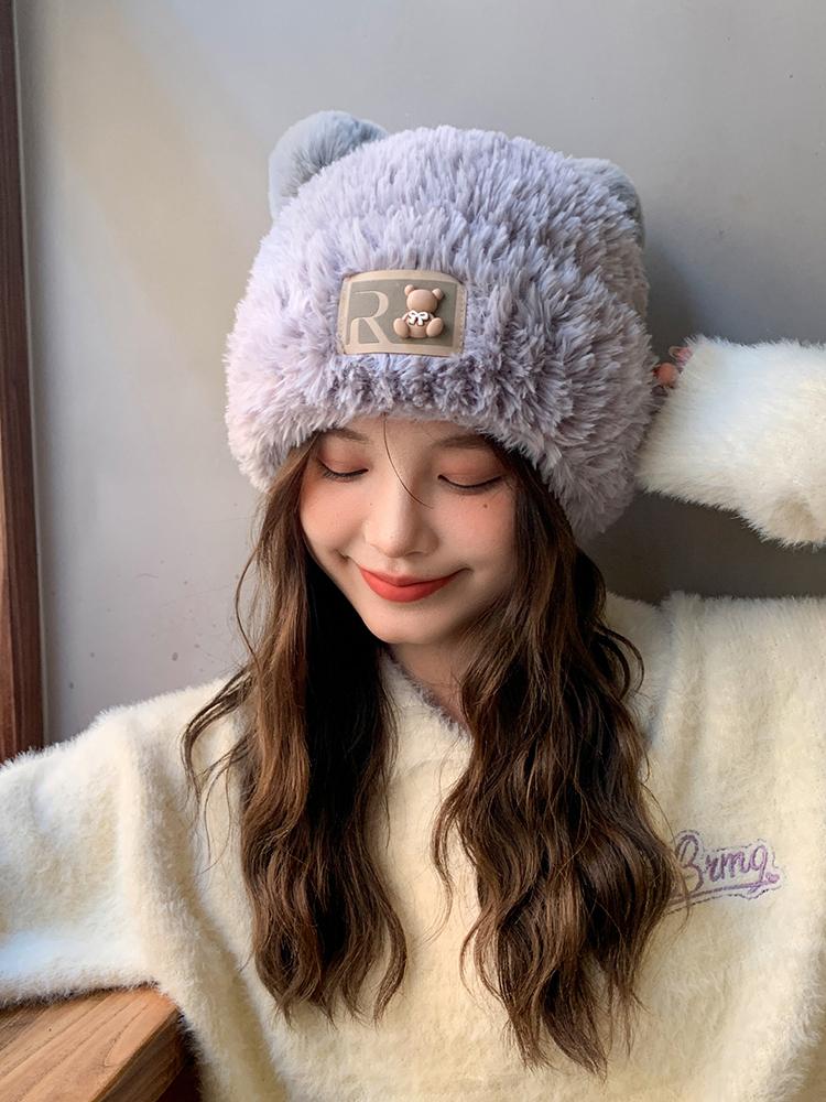 Cheap Cute Warm Beanie Winter Women Fur Hat free серый
