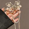 Elegant Butterfly Tassel Hair Stick with Rhinestone Pearl Detail Flower/Velvet Rose Design Retro Chinese Style Women's Accessory