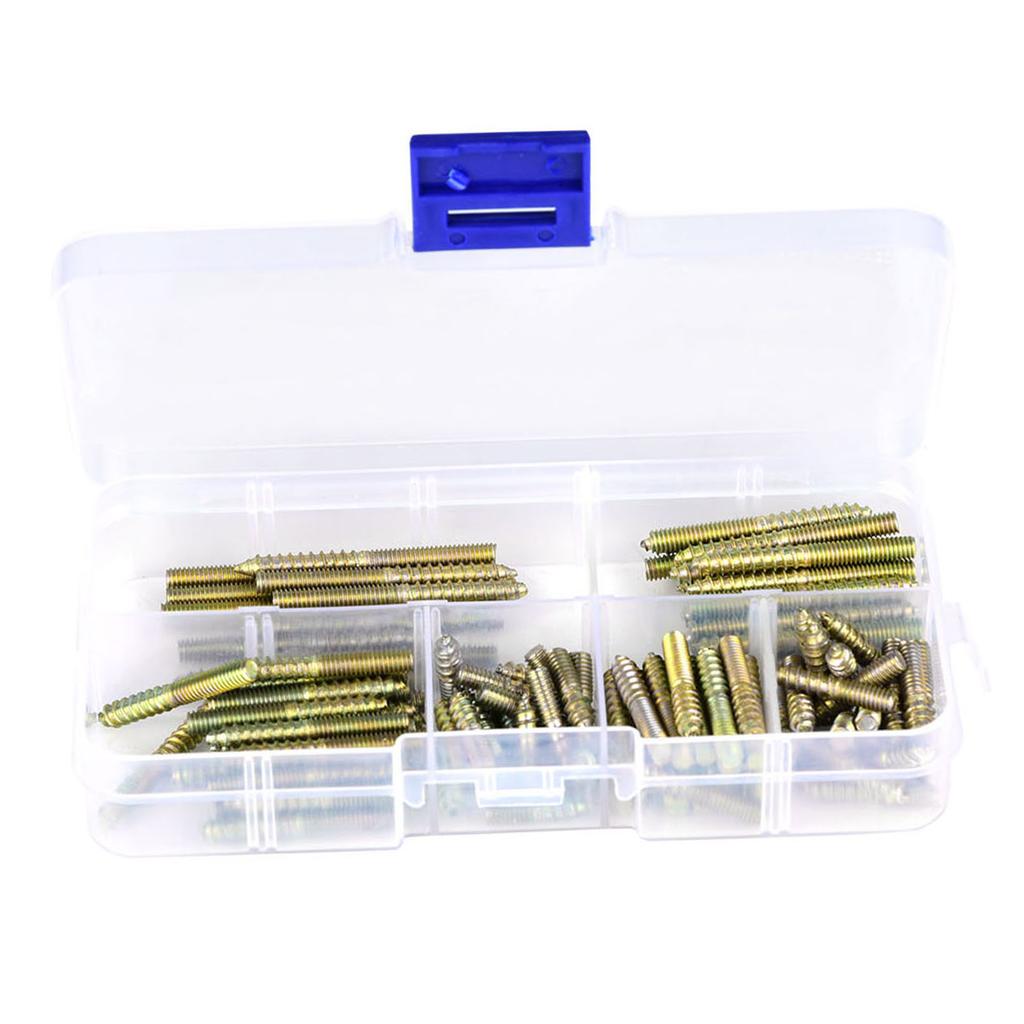 110pcs M4 Dowel Screw Woodworking Furniture Connector Double Ended Screw Hanger Bolt