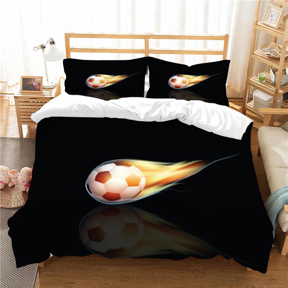 Fußball-Bettbezug-Set, Sport-Bettwäsche-Abdeckung, Queen- und King-Size-Betten, Mikrofaser, weiches Bett-Set für Teenager, Kinder und Erwachsene