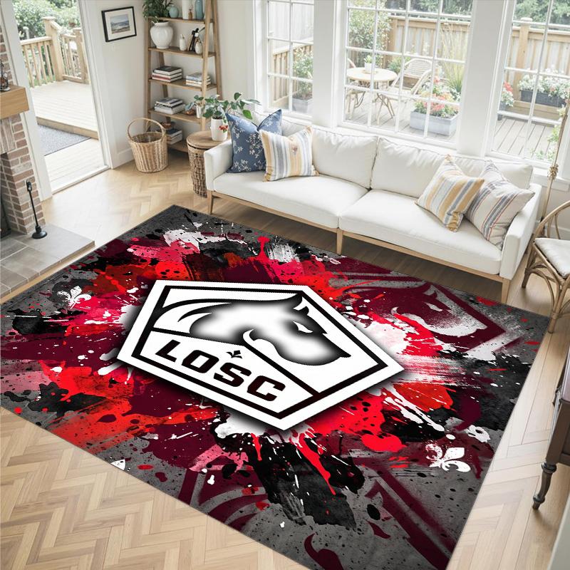 LOSC Lille FC Design Crystal Velvet Carpet Cozy Non?Slip Printed Rug For Bedroom Living Room Entrance