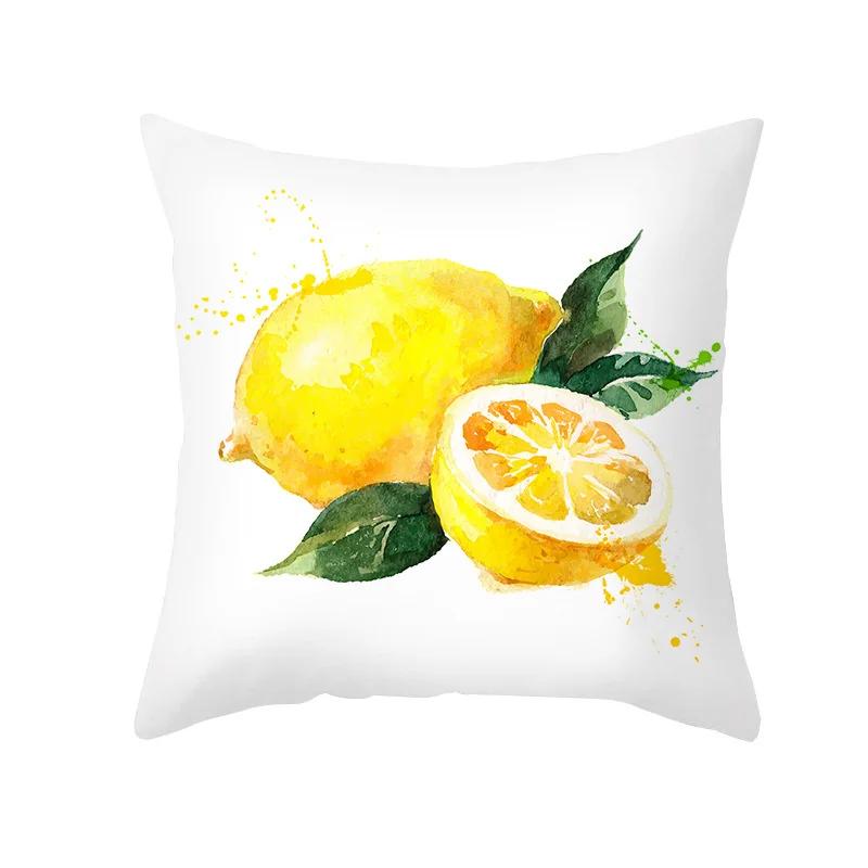 Nordic Summer Yellow Lemon Throw Pillow Cover Living Room Sofa Office Car Seat Waist Cushion   Home Decoration