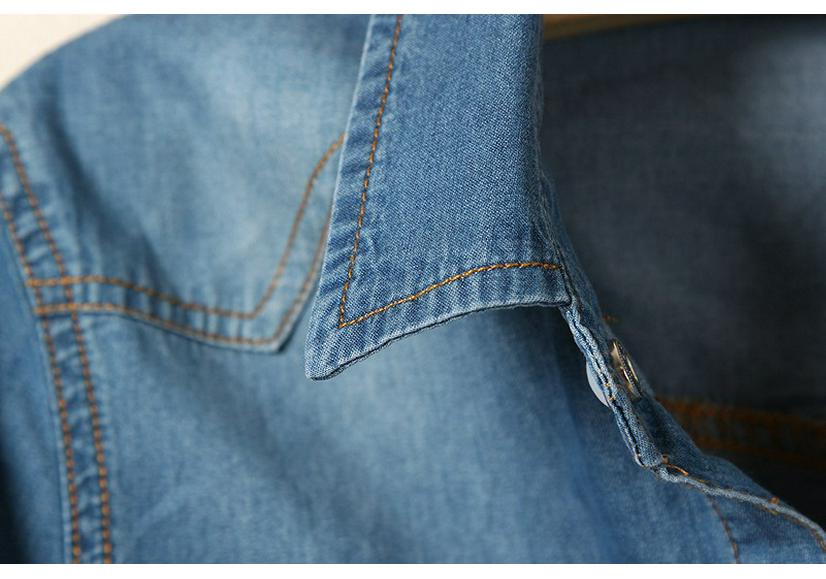 Women's Short Sleeve Lace-Up Denim Shawl Shirt-Jacket