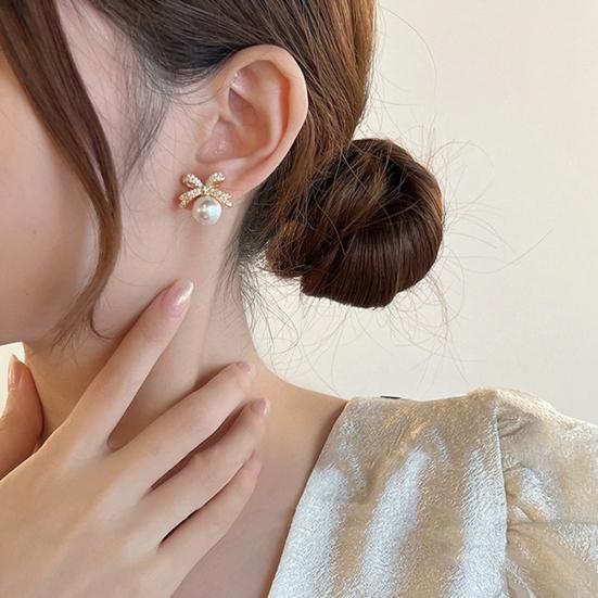 1 pár Dámské náušnice Lesklé kamínky Mašle Dekor Umělé perly Náušnice Piercing Náušnice Šperky Příslušenství