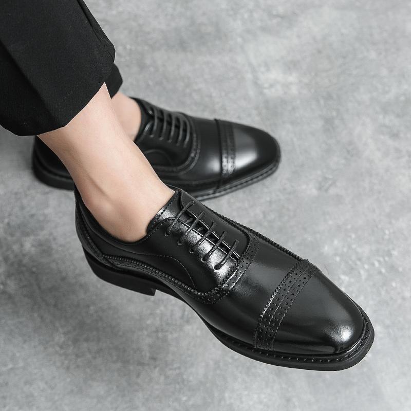 Fashion Men Leisure Oxford Shoes Comfortable Fashion Leather Shoes Men Daily Business Casual Shoes Formal Lace-up Men Dress Office Shoes