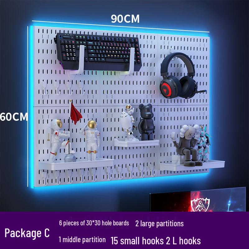 E-sports Pegboard Wall Display: DIY Headphone, Keyboard, Jay Chou Photo Storage, Punch-Free Mount Rack