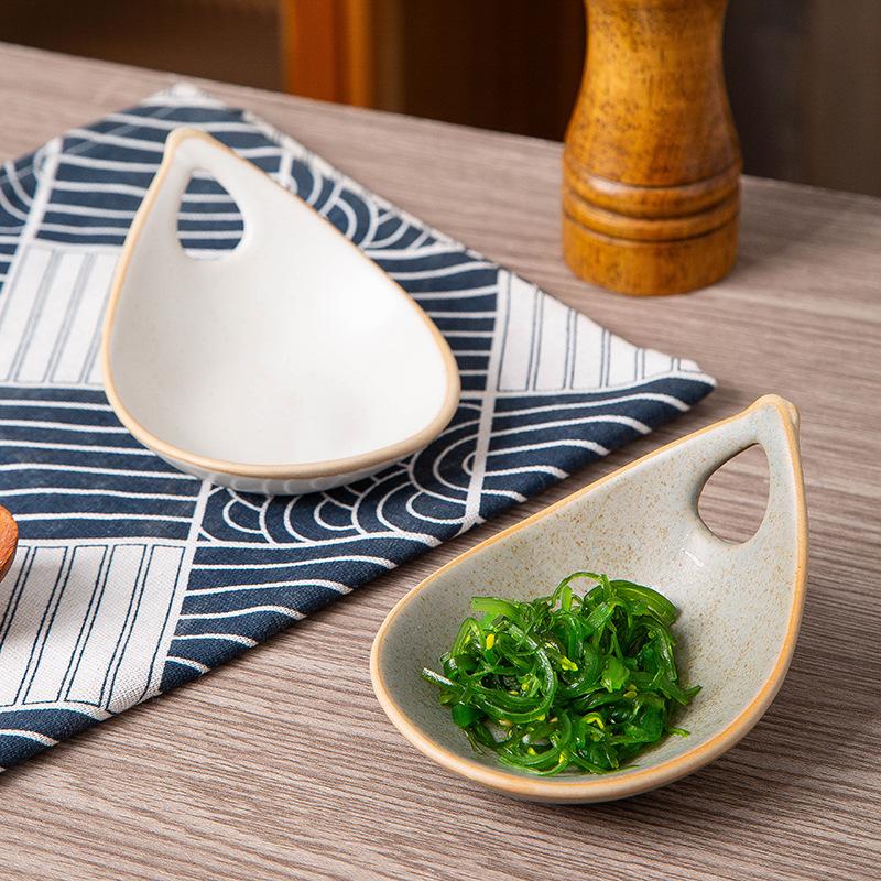 Vintage Ceramic Single Handle Dipping Sauce Dish for Sushi Snacks Home Restaurant Use