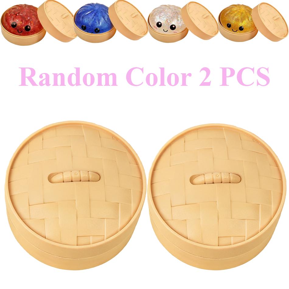New Glitter Dumpling Squishy Box Dumplings Squishy Anxiety Relief Fidget Soft Squeeze Decompression Dough
