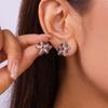 Women Shiny Zircon Imitation Pearl Snowflake Earrings Exquisite Firework Jewelry For Christmas Party