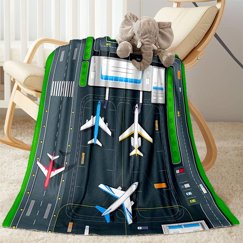 Airport Runway Design Flannel Blanket - Soft and Suitable for Sofas, Beds, Offices, Travel, All Seasons, and The Best Gift for The Holidays.